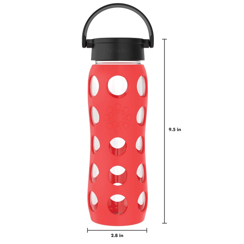 Lifefactory 22-Ounce BPA-Free Glass Water Bottle with Classic Cap and Protective Silicone Sleeve, Poppy - Image 4